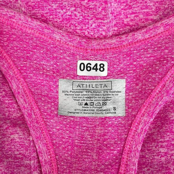 Athleta Women Fastest Track Racerback Tank Top Scoopneck Ruched Heathered Pink S - Picture 6 of 10
